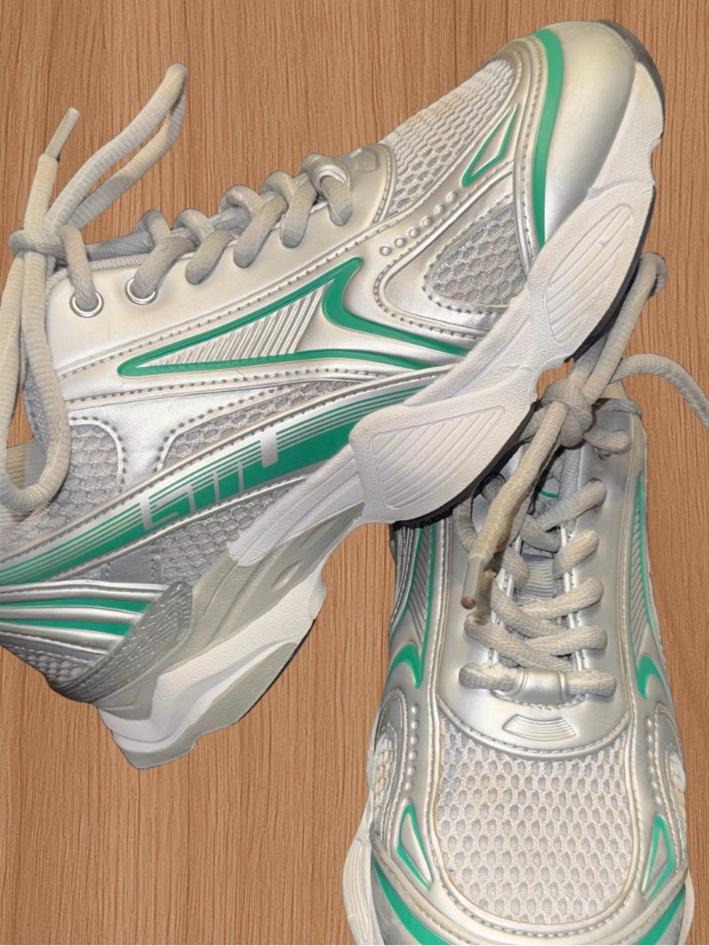 Steve Madden Silver and Mint Athletic Sneakers for Women